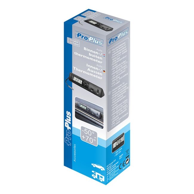 ProPlus Thermometer auto - binnen/buiten temperatuur - zwart - eenvoudig te bevestigen