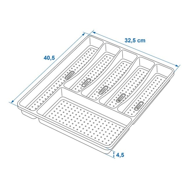 ProPlus Efficiënte bestekbak - antislip - 40,5 x 32,5 x 4,5 cm - kunststof