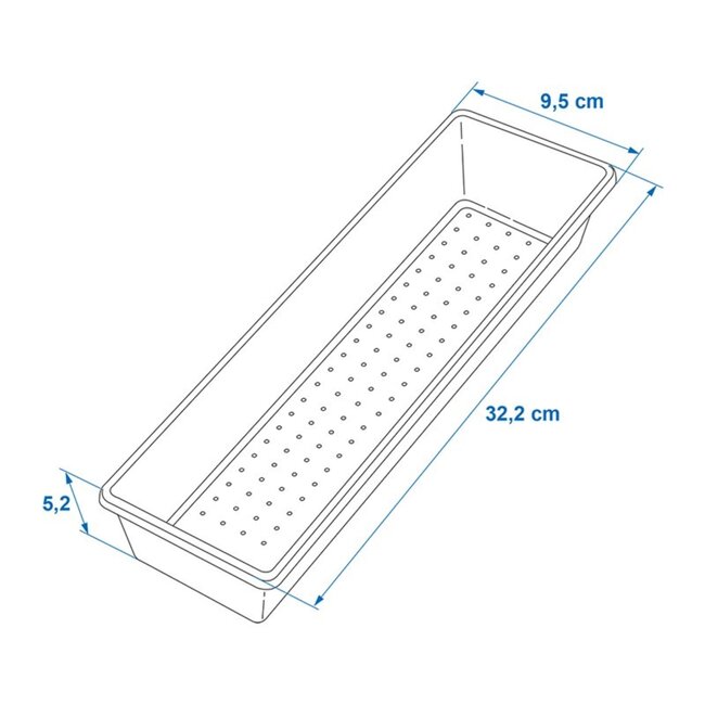 ProPlus Compacte bestekbak - kunststof - antisliplaag - 33,2 x 9,5 x 5,2 cm - wit/grijs