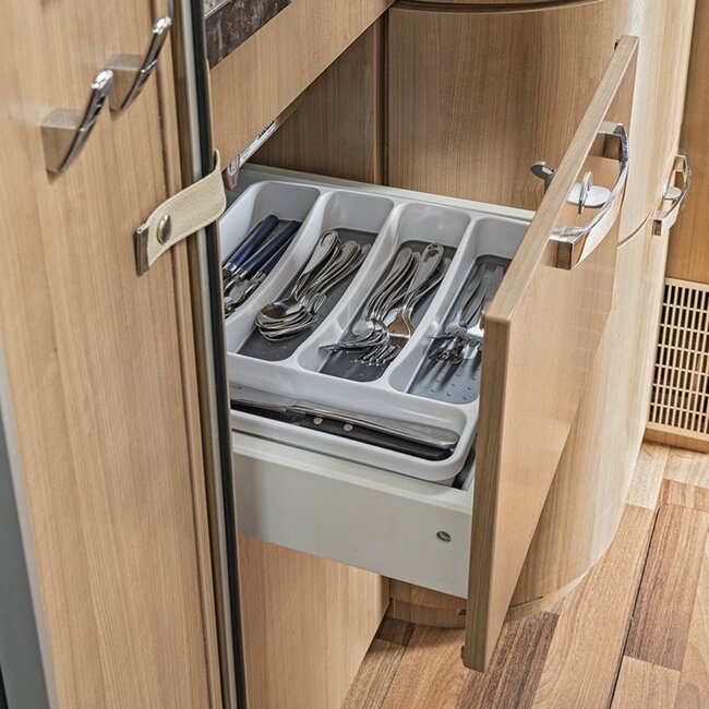 ProPlus Bestekbak - 5 vakken - Antislip - Kunststof - 32,5 x 28,5 x 4,5 cm - Wit/Grijs