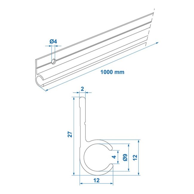 ProPlus Tentrail - Aluminium - 90 Graden - Inclusief Schroeven - 100 cm