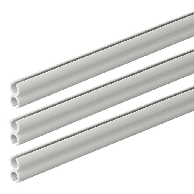 ProPlus Dubbele tentrail set - kunststof - 80 cm - lichtgrijs - 3 stuks