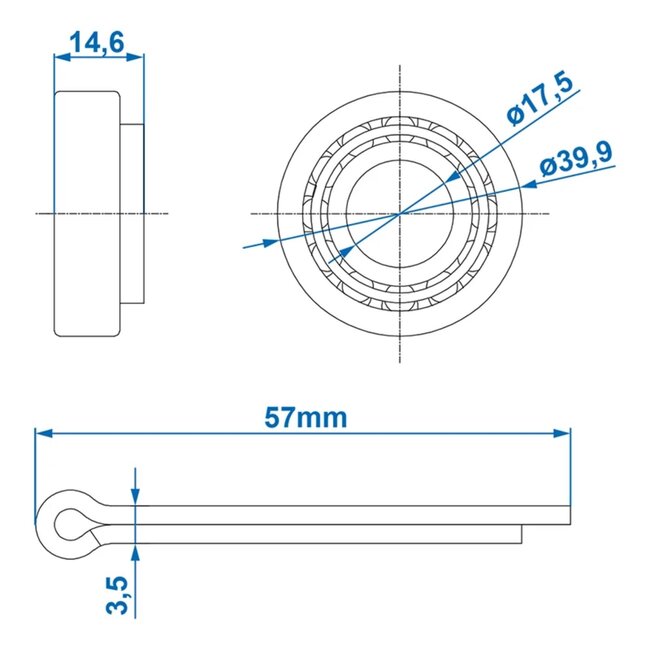 ProPlus Kegellager - Geschikt voor gecombineerde belastingen - Ø 39.9 x Ø 17.5 x 14.6 mm