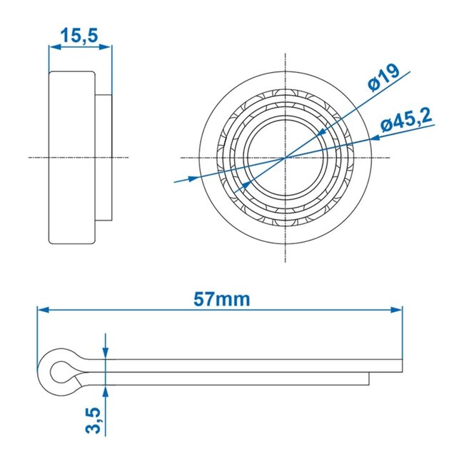 ProPlus Conisch lager - geschikt voor gecombineerde belasting - Ø 45.2 x Ø 19 x 15.5 mm