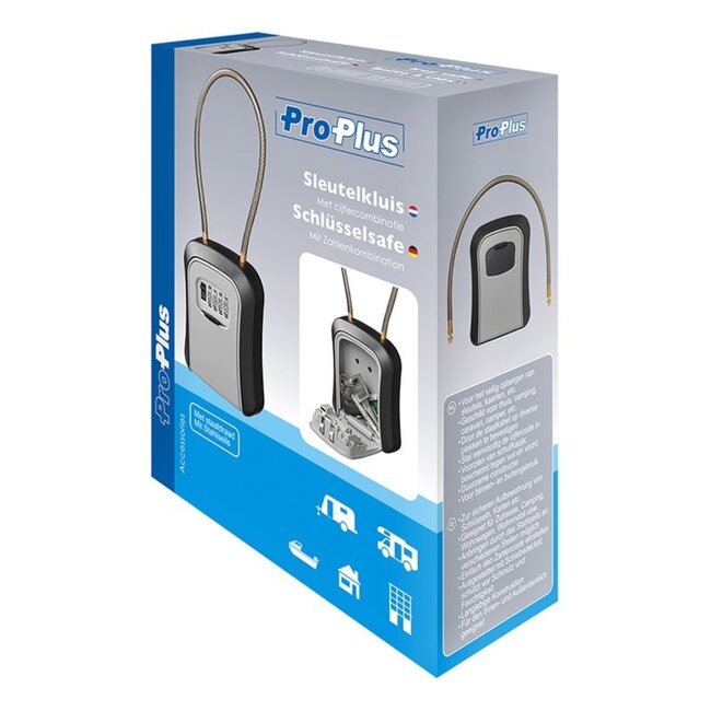 ProPlus Sleutelkluis - Cijfercombinatie - Staaldraad - 11.5 x 9.5 x 4 cm - Binnen en buiten