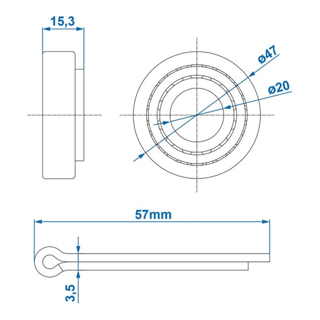 ProPlus Kegellager - Conisch - Ø 47 x Ø 20 x 15.3 mm - Voor gecombineerde belastingen