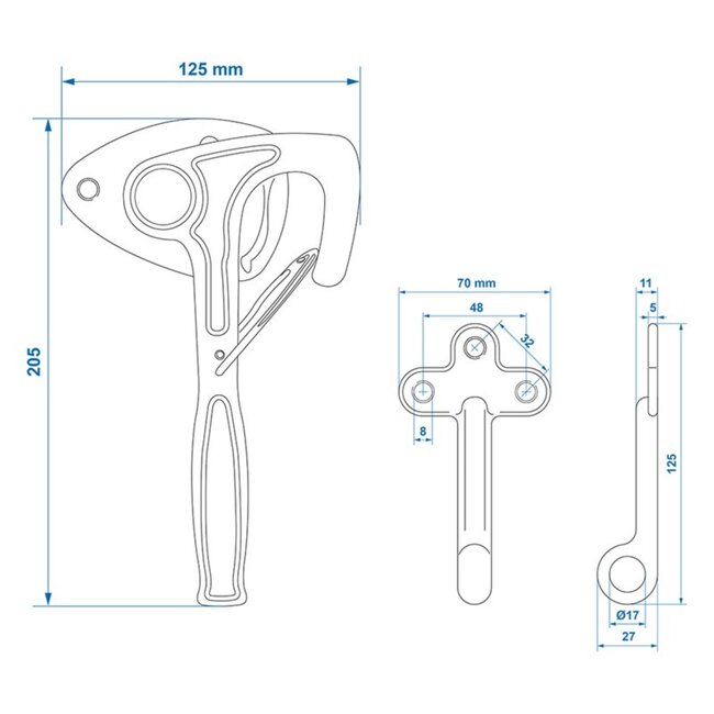 ProPlus Klephaak met opschroefoog - rechts - 170 mm - metaal