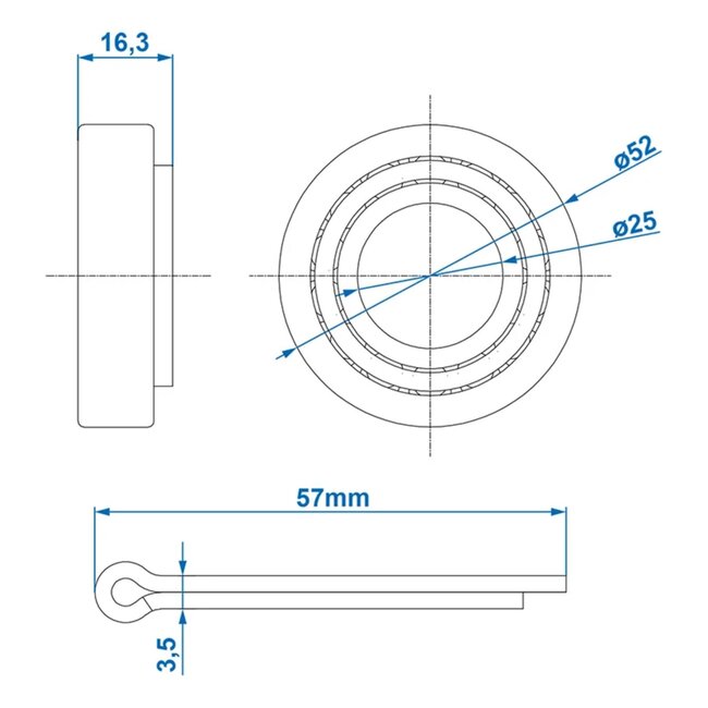 ProPlus Kegellager - Conisch - Ø 52 x Ø 25 x 16.3 mm - Voor gecombineerde belastingen
