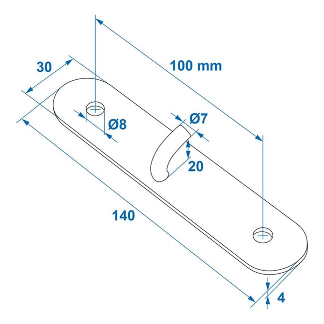 ProPlus Tegenstuk voor ronde spansluiting - haak Ø 7 mm - verzinkt staal - 140 x 30 mm
