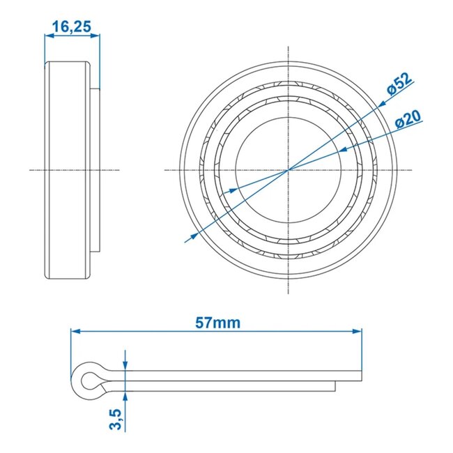 ProPlus Kegellager - Conisch - Ø 52 x Ø 20 x 16.25 mm - Geschikt voor gecombineerde belastingen
