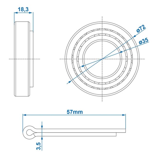 ProPlus Kegellager - Conisch - Ø 72 x Ø 35 x 18.3 mm - Voor gecombineerde belasting