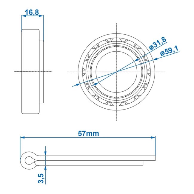 ProPlus Kegellager - Gecombineerde belasting - Ø 59.1 x Ø 31.8 x 16.8 mm
