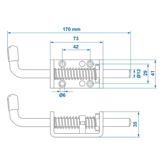 ProPlus Veergrendel - Staal - Ø 12 mm - Lengte 17 cm - Verzinkt - Luxe uitvoering