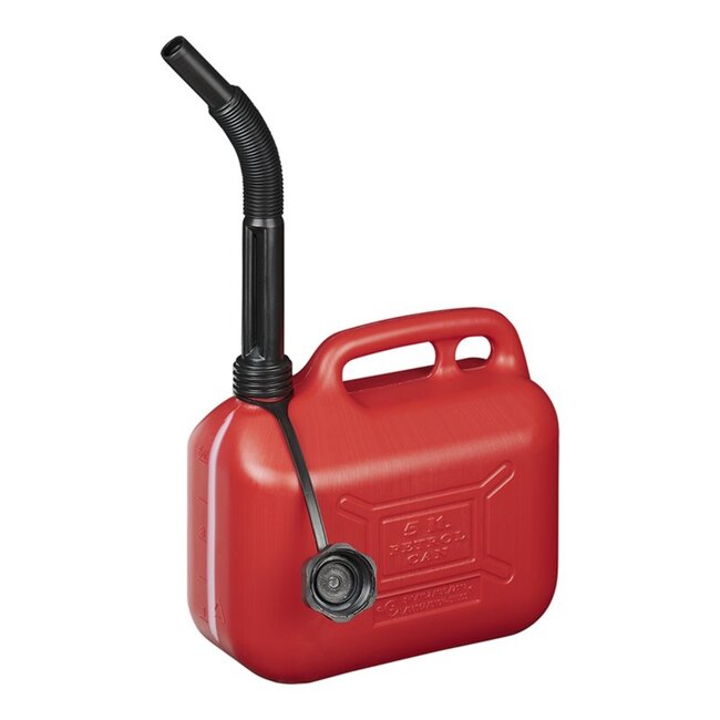 ProPlus Jerrycan - 5 liter - kunststof - rood - UN-gekeurd - antioverlooptrechter - zichtvenster