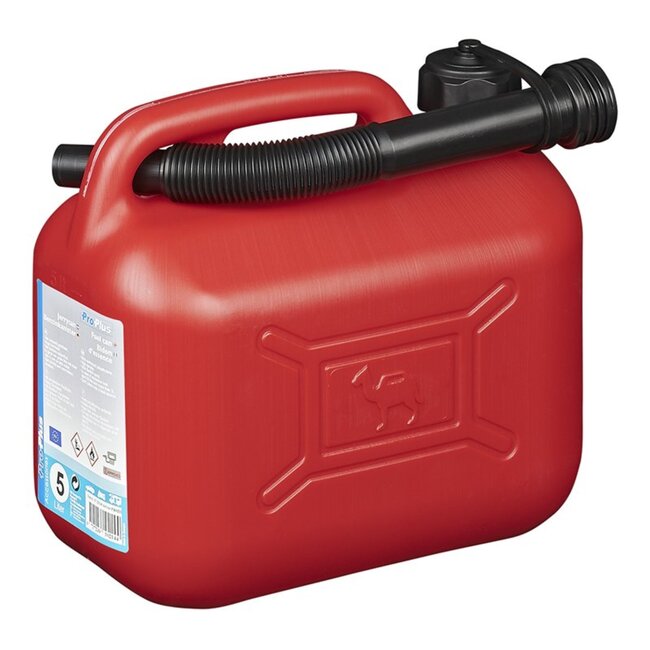 ProPlus Jerrycan - 5 liter - kunststof - rood - UN-gekeurd - antioverlooptrechter - zichtvenster