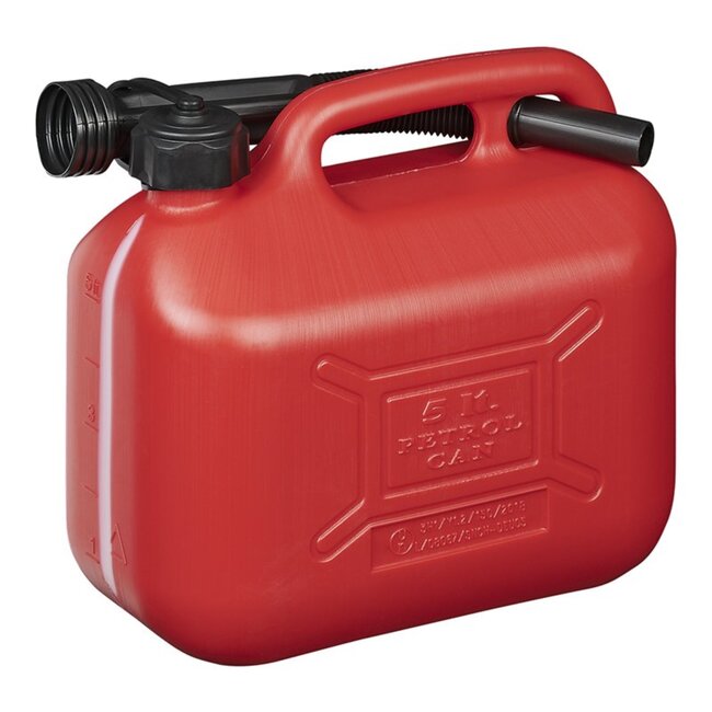 ProPlus Jerrycan - 5 liter - kunststof - rood - UN-gekeurd - antioverlooptrechter - zichtvenster