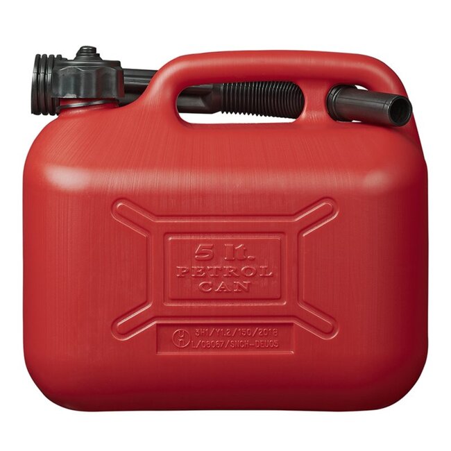 ProPlus Jerrycan - 5 liter - kunststof - rood - UN-gekeurd - antioverlooptrechter - zichtvenster