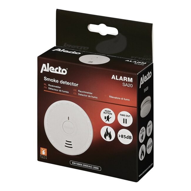Alecto Optische rookmelder - extra luid alarm - time-out en hush knoppen - 9V batterij