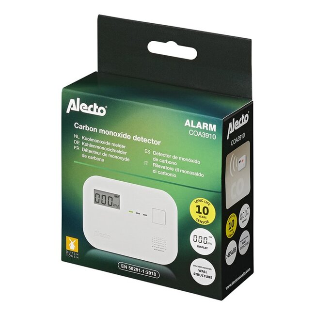 Alecto Koolmonoxide Melder - Compact - Extra Luid - Wit