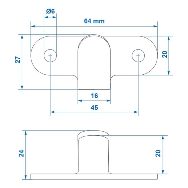 ProPlus Gebogen touwhaak - verzinkt metaal - 65x27 mm - duurzaam en roestbestendig