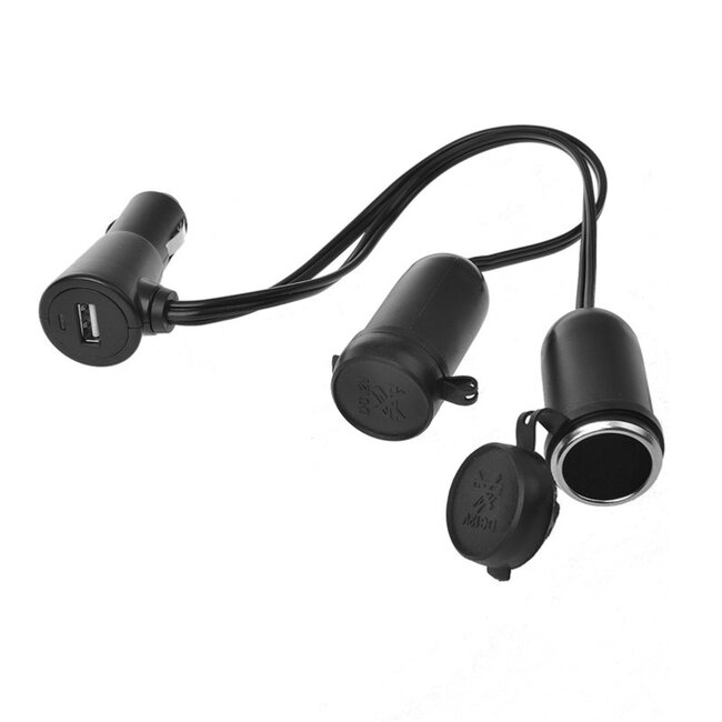ProPlus 2-weg splitter met USB-uitgang - 12/24V - 25 cm kabel - max. 4A
