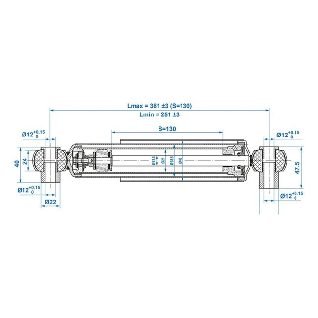 ProPlus Schokdemper set - 900 kg draagvermogen - 250-380 mm - 2 stuks - zwart
