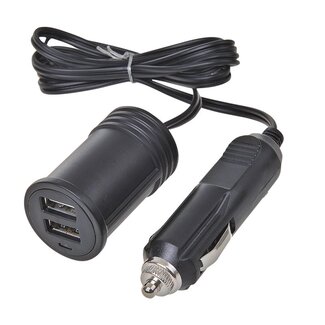 Pro Plus Verlengkabel 1 meter met USB lader 2-weg - 12 en 24 Volt