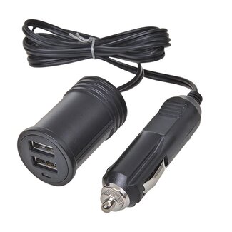 ProPlus Verlengkabel met 2-weg USB lader - 1 meter - 12/24V - Snelle oplading