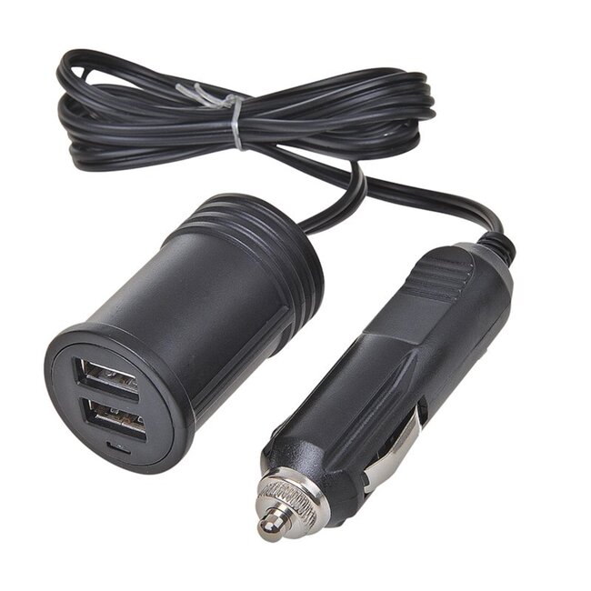 ProPlus Verlengkabel met 2-weg USB lader - 1 meter - 12/24V - Snelle oplading
