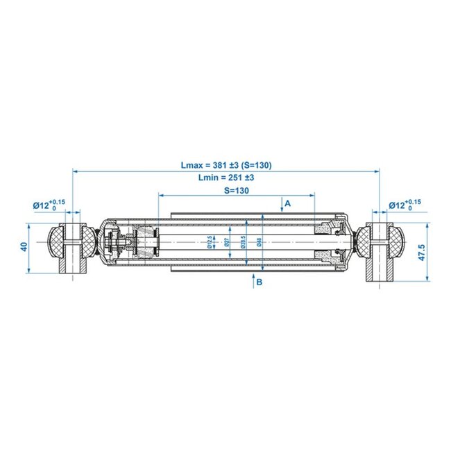ProPlus Schokdempers - 900-1300 kg - 250-380 mm - 2 stuks - zwart