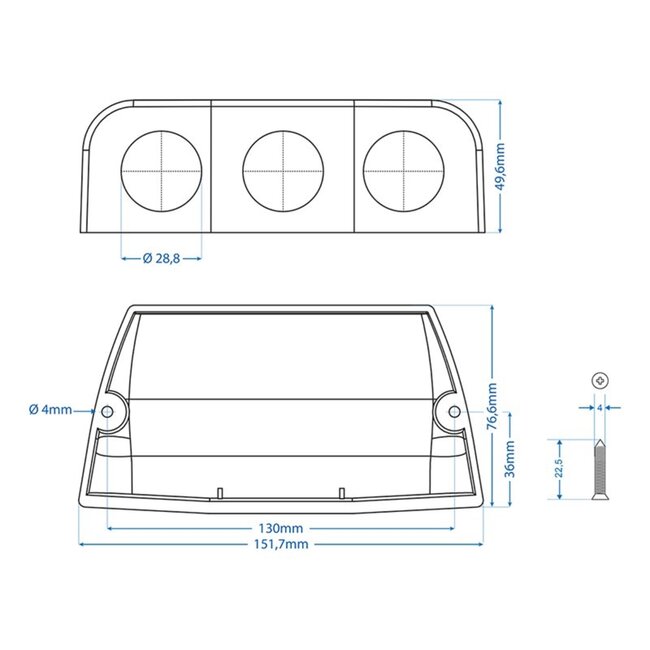 ProPlus Opbouwframe - Drievoudig - 3 x Ø 29 mm - Zwart - Kunststof