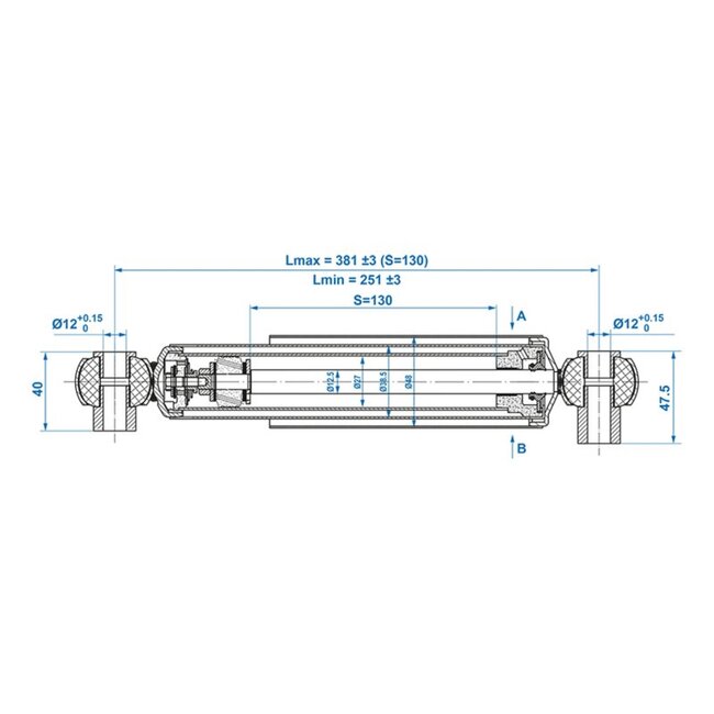 ProPlus Schokdemper set - 1300-1800 kg - 250-380 mm - 2 stuks - zwart