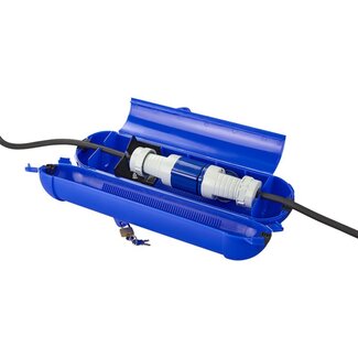 ProPlus Veiligheidsbox voor CEE stekkers - spatwaterdicht - met hangslot - IP44 - Ø 9 x 37 cm - blauw