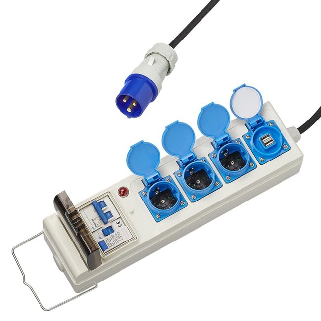 ProPlus Stekkerdoos - 10 meter - 3 stopcontacten - 2 USB - MCCB - ALS