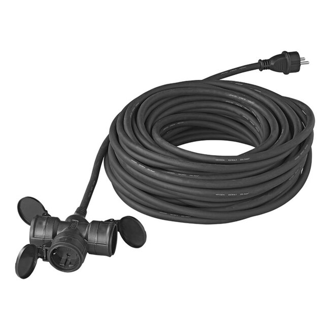 ProPlus Stekkerdoos - 3-voudig - 20 meter - IP44 - Neopreenkabel