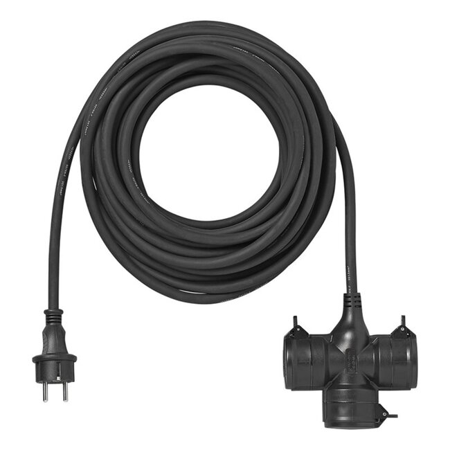 ProPlus 3-voudige stekkerdoos - 10 meter kabel - IP44 waterdicht - H07RN-F neopreenkabel - Temperatuurbestendig