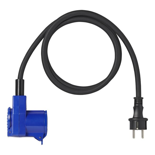 ProPlus Verloopkabel - 150 cm - Schuko naar haakse CEE - spatwaterdicht - IP44