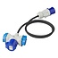 ProPlus Verloopkabel - 3 weg - 150 cm - CEE stekker naar CEE en Schuko WCD