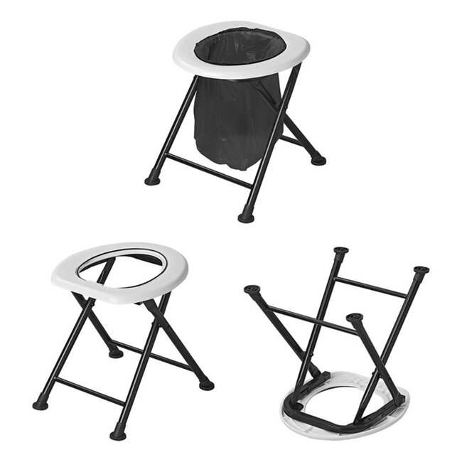ProPlus Opvouwbaar reistoilet - compact en lichtgewicht - 40 x 37,5 x 43 cm - zwart/wit
