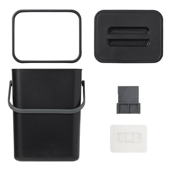 ProPlus Compacte afvalbak met deksel - 5 liter - zwart - ideaal voor caravan en camper