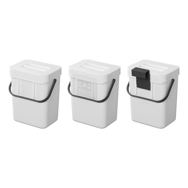 ProPlus Compacte afvalbak met deksel - 3 liter - wit - ideaal voor caravan en camper