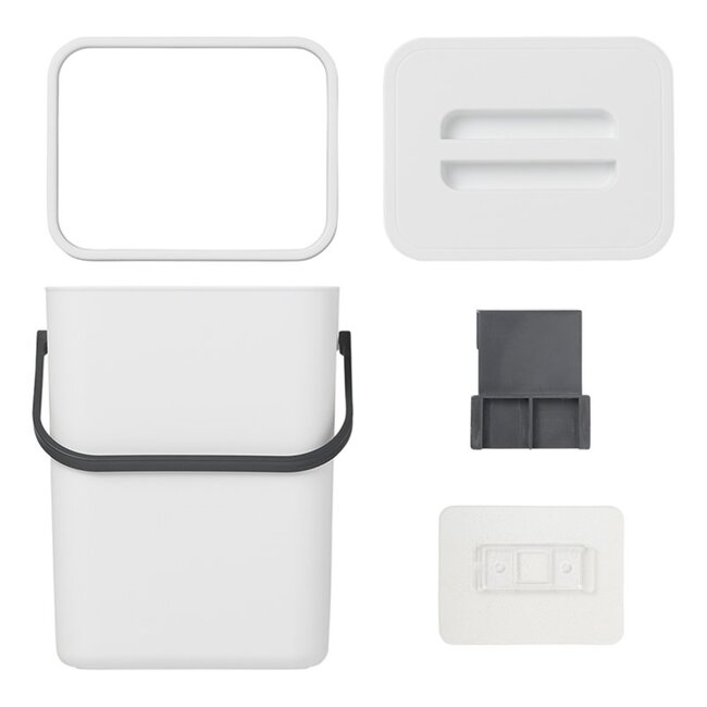 ProPlus Compacte afvalbak met deksel - 3 liter - wit - ideaal voor caravan en camper