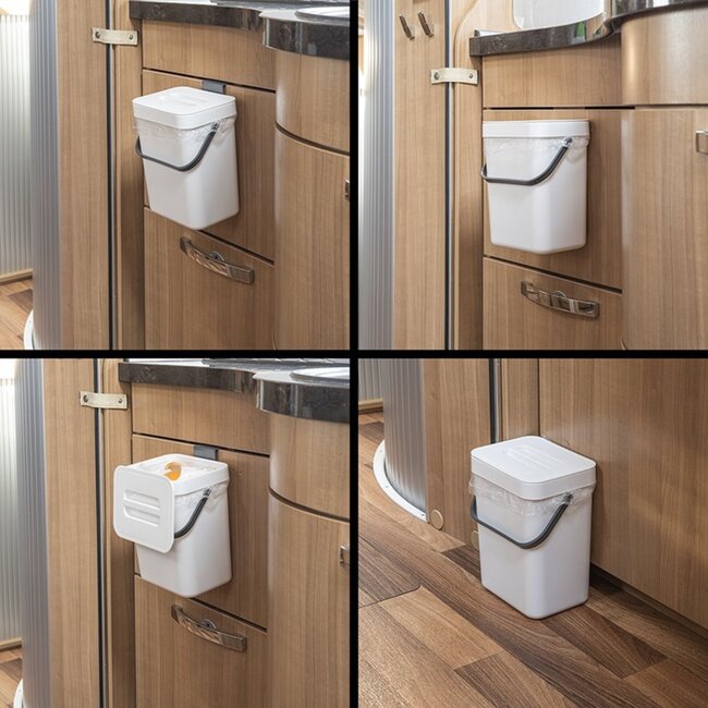 ProPlus Compacte afvalbak met deksel - 3 liter - wit - ideaal voor caravan en camper
