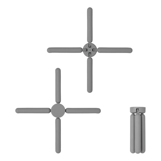 ProPlus Opvouwbare onderzetter - hittebestendig - siliconen en nylon - Ø 22 cm - grijs
