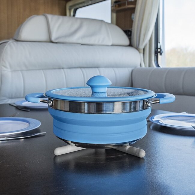 ProPlus Opvouwbare onderzetter - hittebestendig - siliconen en nylon - Ø 22 cm - grijs