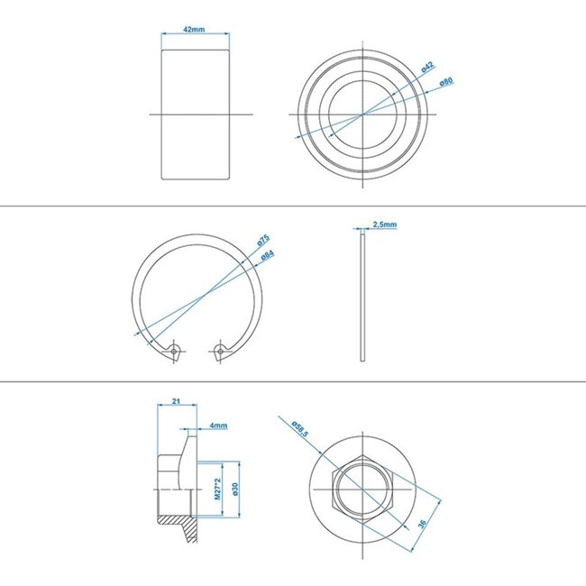 ProPlus Compactlagerset - Waterdicht - Metaal - Ø 42 x Ø 80 x 42 mm
