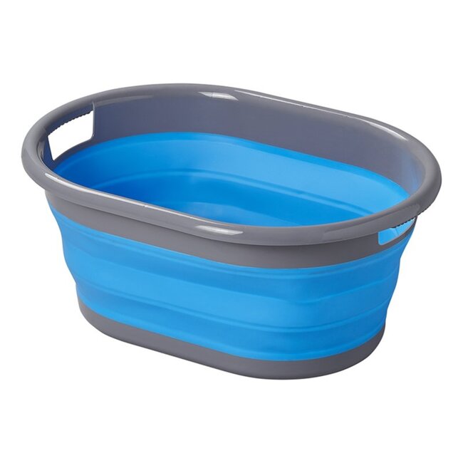 ProPlus Opvouwbare wasmand - 17 liter - blauw/grijs - ruimtebesparend - ideaal voor camping en thuis