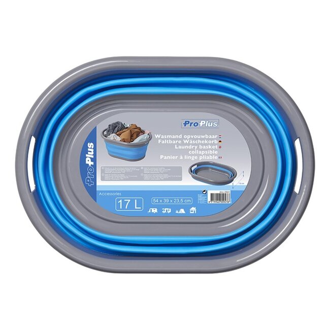 ProPlus Opvouwbare wasmand - 17 liter - blauw/grijs - ruimtebesparend - ideaal voor camping en thuis