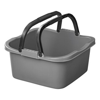 ProPlus Vierkante emmer - 13 liter - Grijs met zwarte handvaten - 35 x 35 x 18 cm