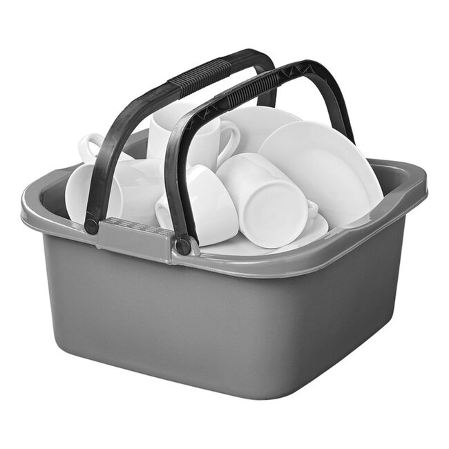 ProPlus Vierkante emmer - 13 liter - Grijs met zwarte handvaten - 35 x 35 x 18 cm
